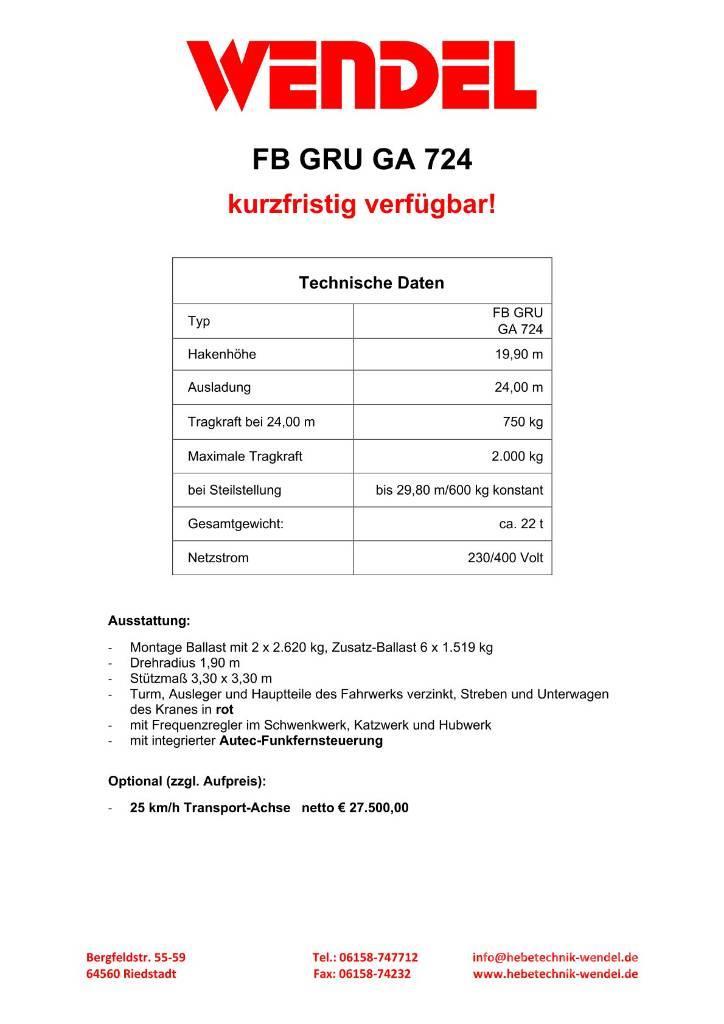 FB GRU GA 724 - Turmdrehkran - Baukran - Kran Bokštiniai kranai