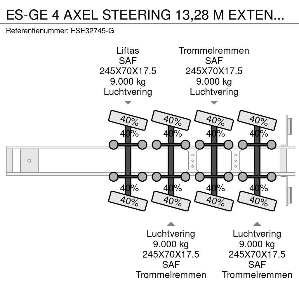 Es-ge 4 AXEL STEERING 13,28 M EXTENDABLE Žemo iškrovimo puspriekabės