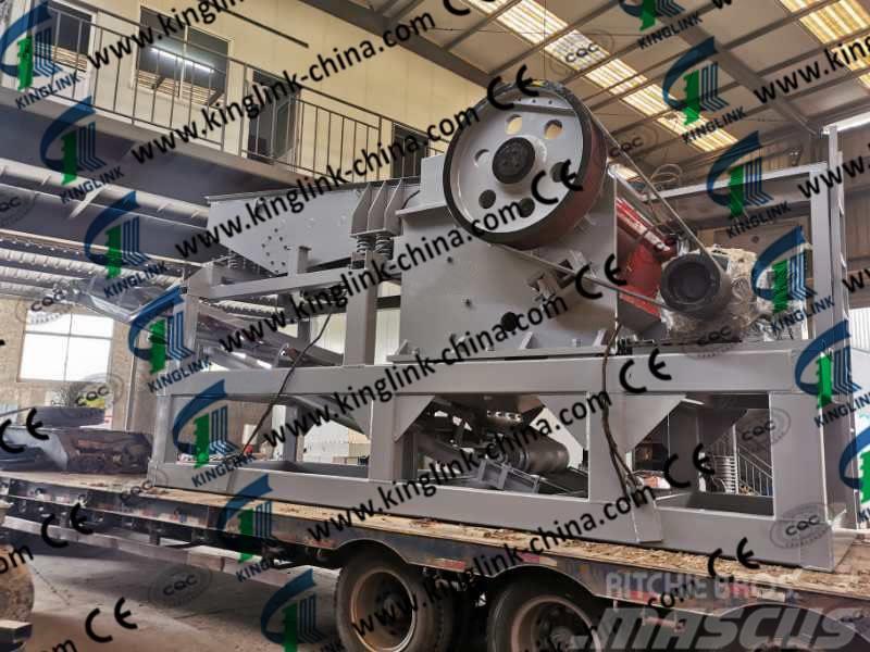 Kinglink PE600X900 Semi Mobile Quarry Jaw Crusher Plant Mobilūs smulkintuvai