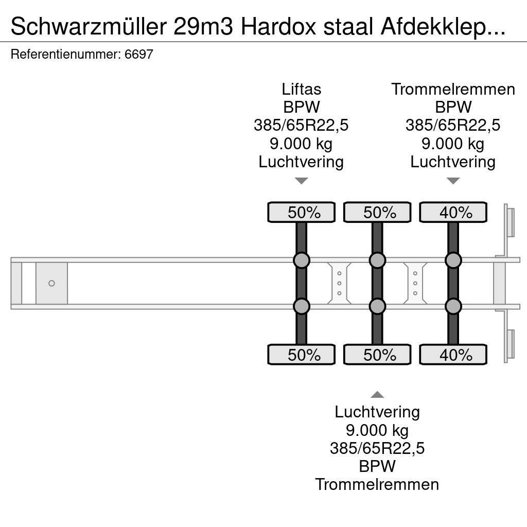 Schwarzmüller 29m3 Hardox staal Afdekkleppen Liftas Savivartės puspriekabės