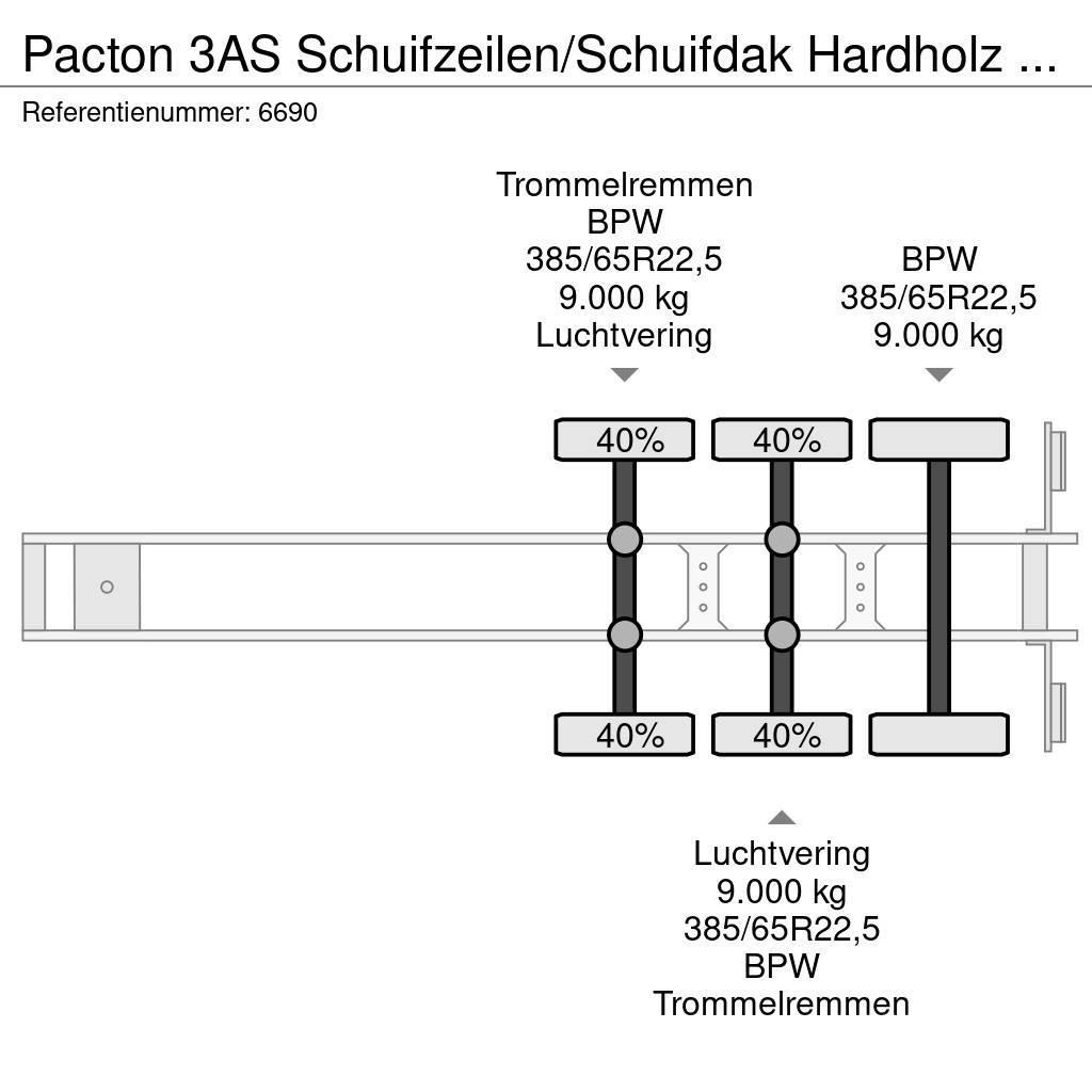 Pacton 3AS Schuifzeilen/Schuifdak Hardholz boden Tentinės puspriekabės