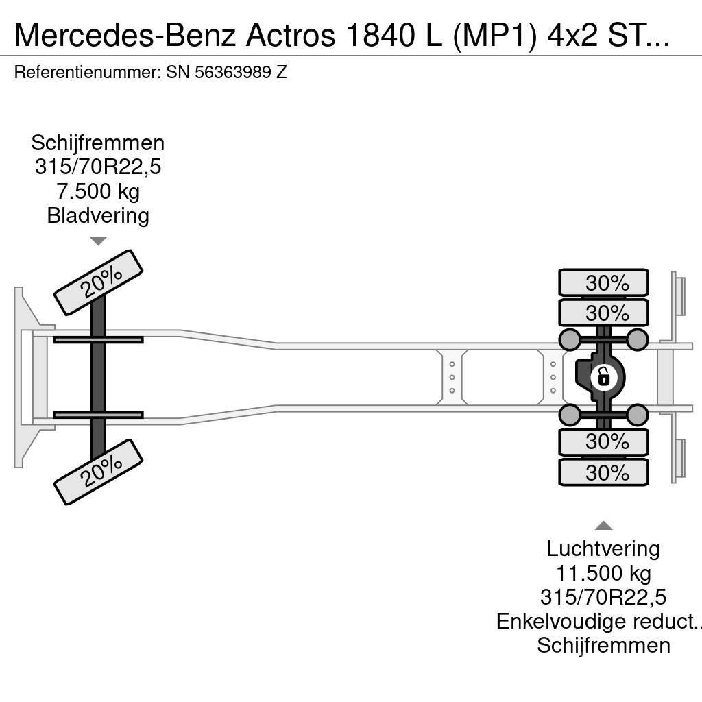 Mercedes-Benz Actros 1840 L (MP1) 4x2 STEEL-AIR SUSPENSION (EPS Platformos/ Pakrovimas iš šono