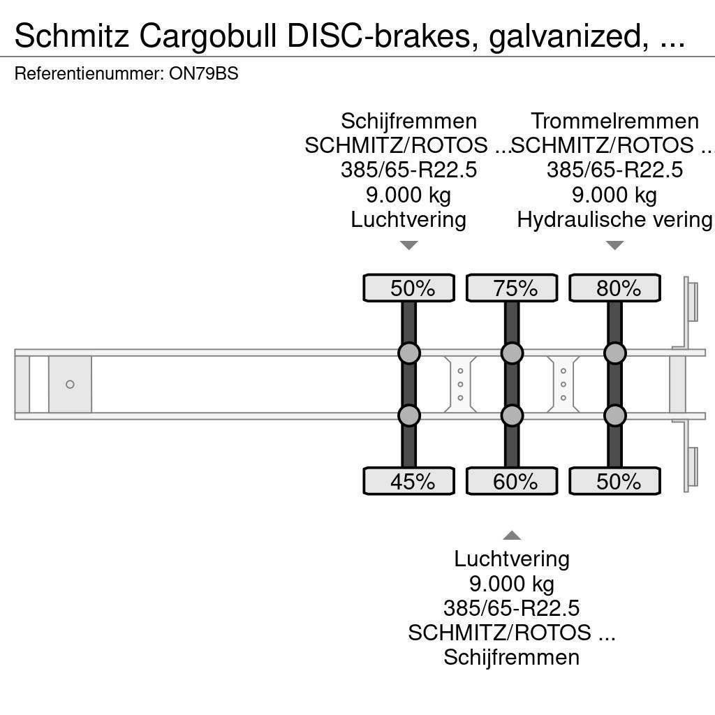 Schmitz Cargobull DISC-brakes, galvanized, Huckepack, timberstakes, Tentinės puspriekabės