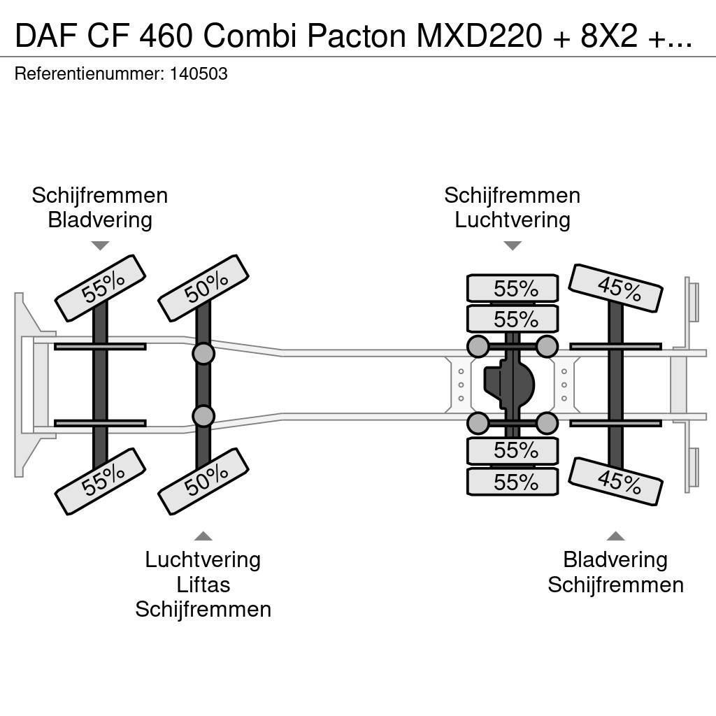 DAF CF 460 Combi Pacton MXD220 + 8X2 + Manual + Euro 6 Visureigiai kranai