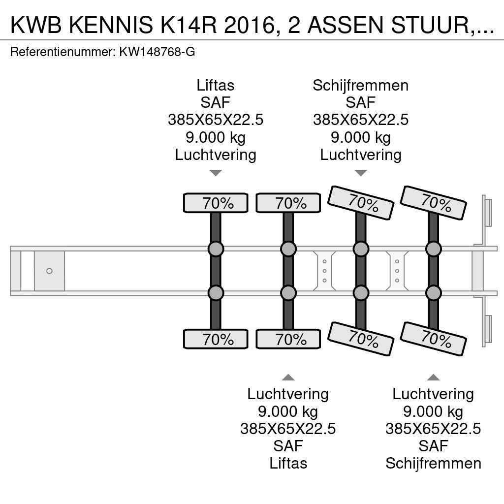  Kwb KENNIS K14R 2016, 2 ASSEN STUUR, 2 LIFT, SAF D Bortinių sunkvežimių priekabos su nuleidžiamais bortais