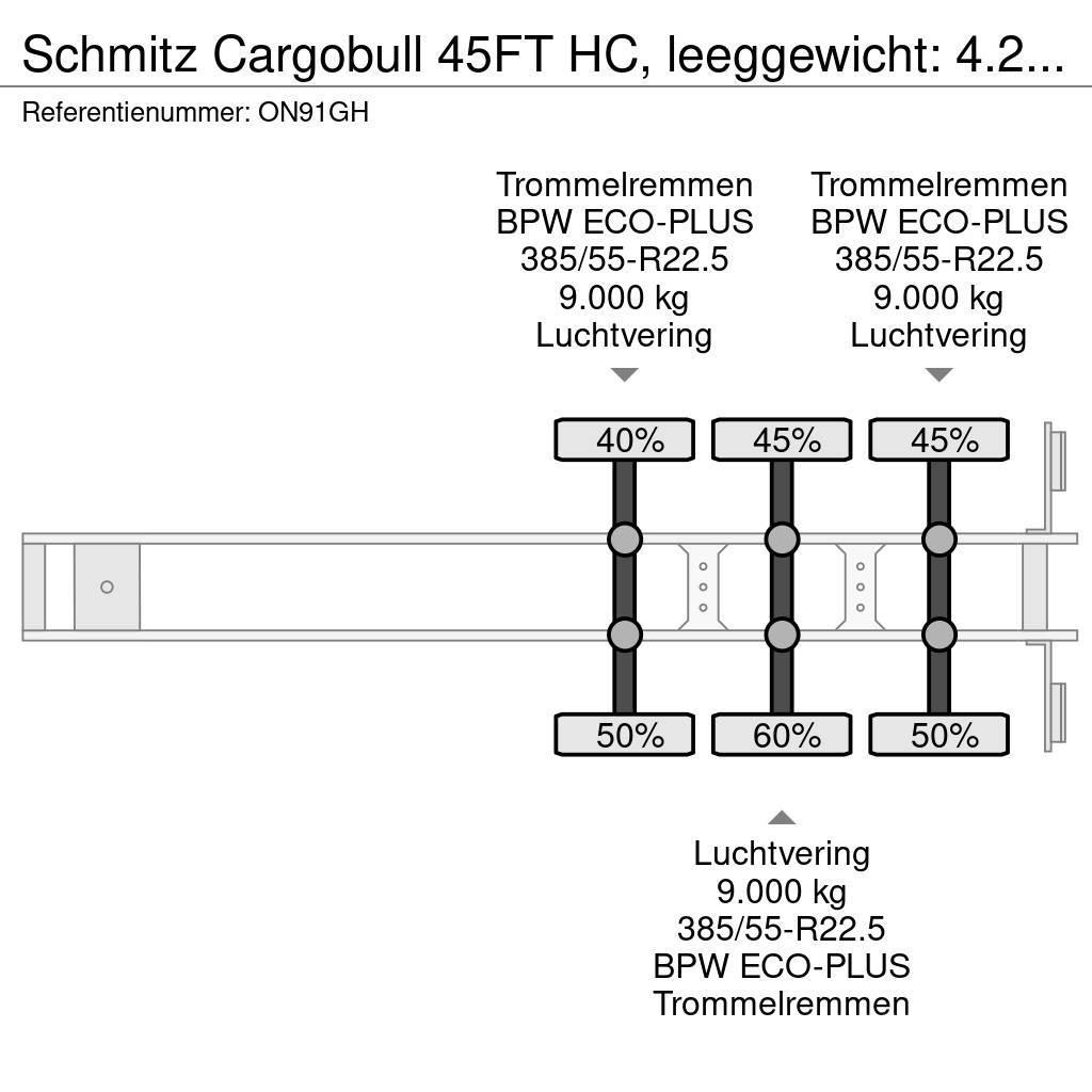 Schmitz Cargobull 45FT HC, leeggewicht: 4.240kg, BPW+trommel, NL-cha Konteinerių puspriekabės