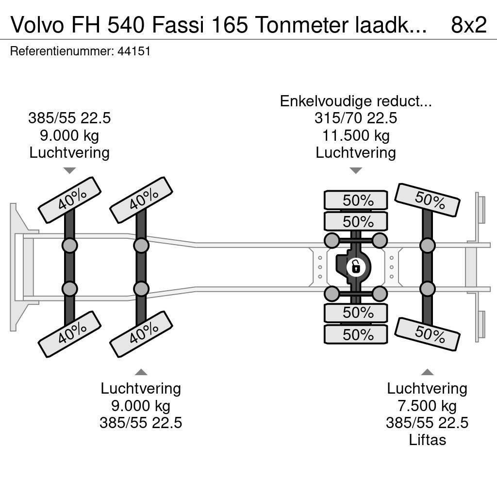 Volvo FH 540 Fassi 165 Tonmeter laadkraan + Fly-Jib Just Visureigiai kranai