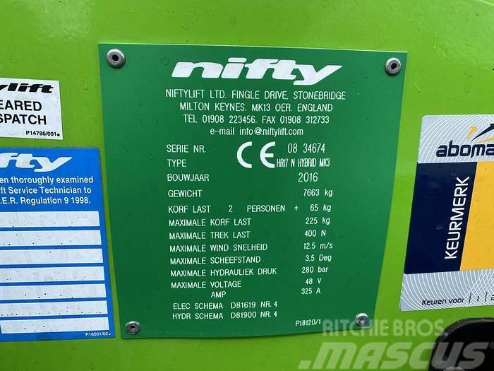 Niftylift HR17N Hybrid, hoogwerker, 17 meter Kiti keltuvai ir platformos