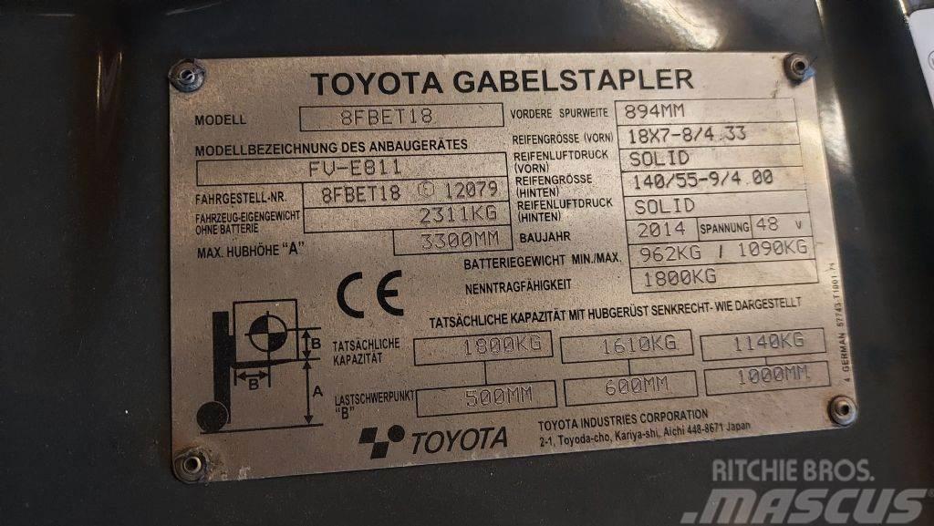 Toyota 8FBET18 // Duplex // SS // 4100 Std. Elektriniai šakiniai krautuvai