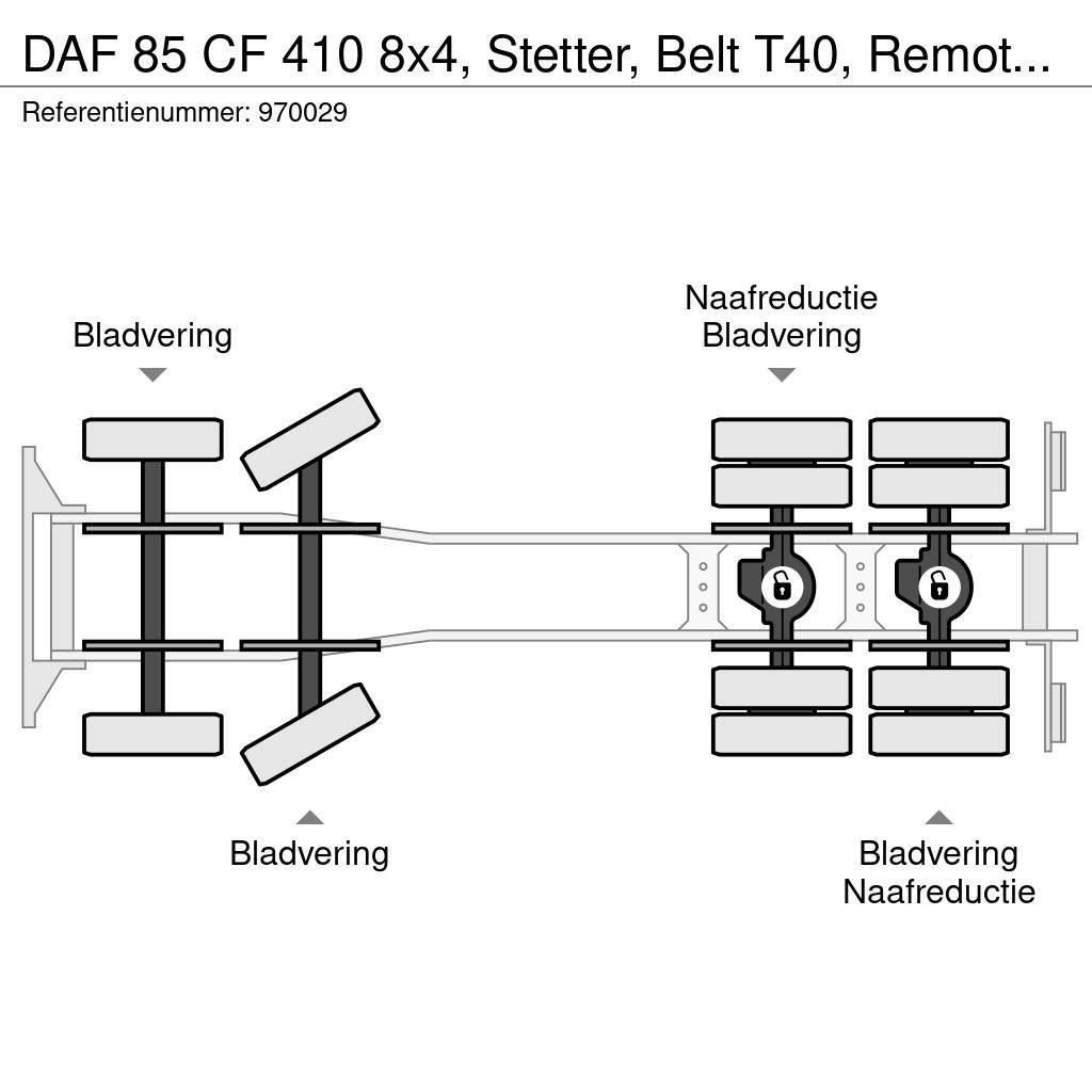 DAF 85 CF 410 8x4, Stetter, Belt T40, Remote, Steel su Betonvežiai