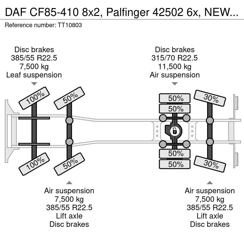 DAF CF85-410 8x2, Palfinger 42502 6x, NEW Engine Visureigiai kranai