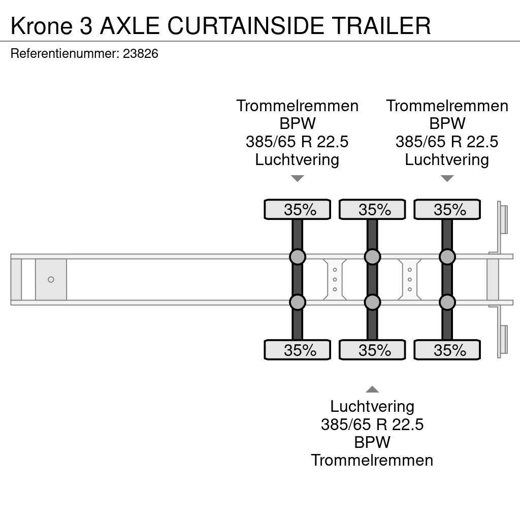 Krone 3 AXLE CURTAINSIDE TRAILER Tentinės puspriekabės