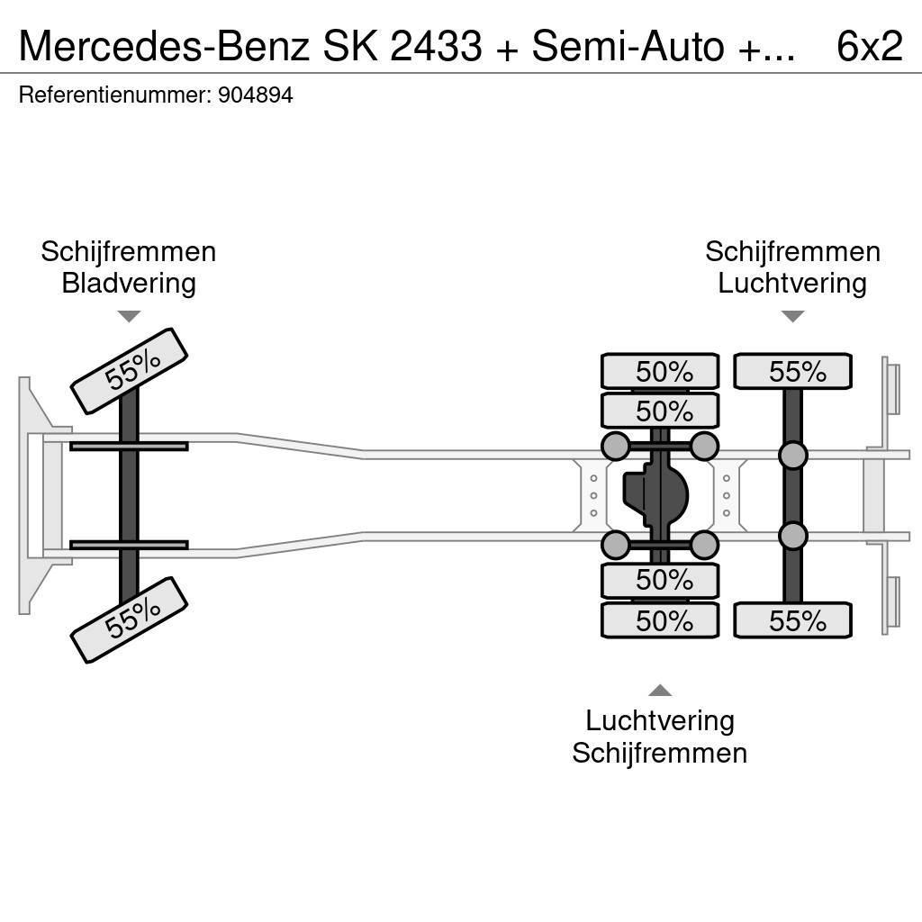 Mercedes-Benz SK 2433 + Semi-Auto + PTO + Serie 14 Crane + 3 ped Konteinerių nuožulnaus pakėlimo ant platformos krautuvai