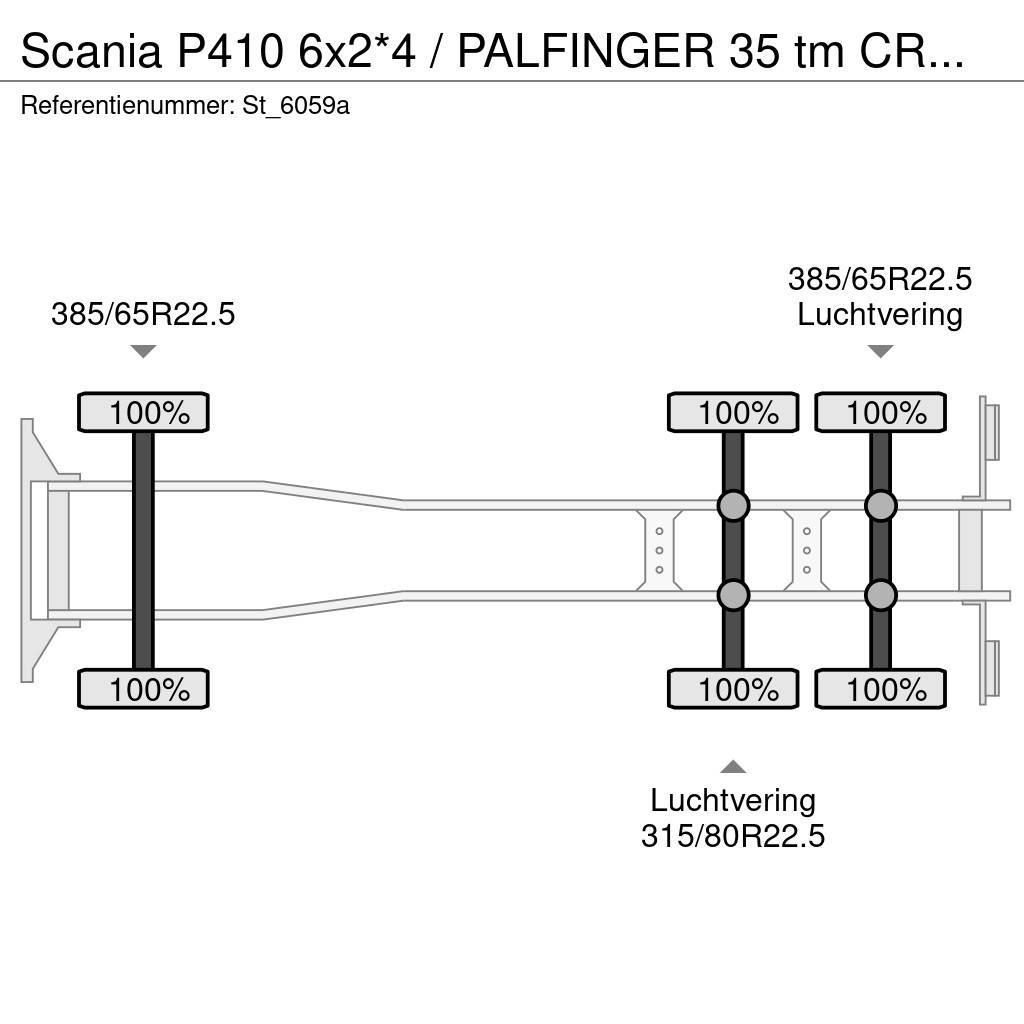 Scania P410 6x2*4 / PALFINGER 35 tm CRANE + WINCH Automobiliniai kranai