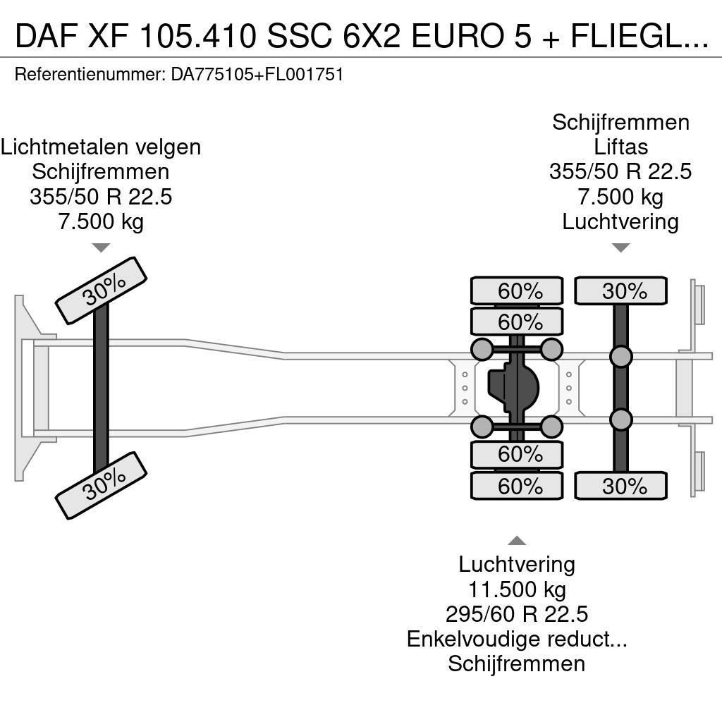 DAF XF 105.410 SSC 6X2 EURO 5 + FLIEGL 2 AXLE Vilkikai šaldytuvai
