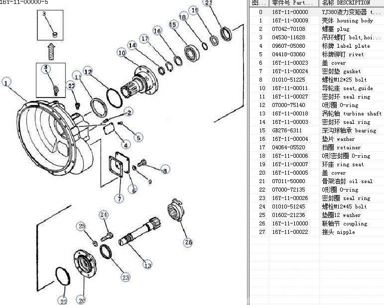 Shantui SD16 torque converter assy YJ380 16y-11-00000 Transmisijos