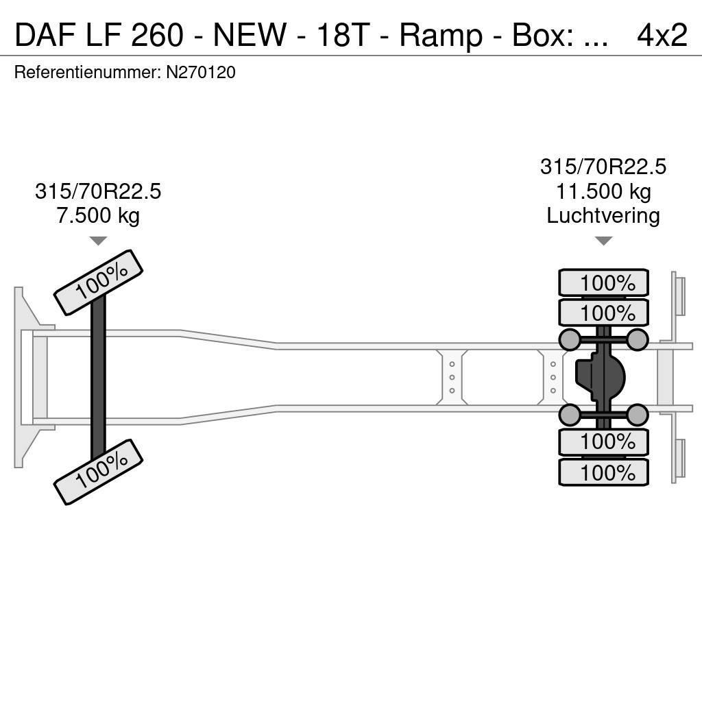 DAF LF 260 - NEW - 18T - Ramp - Box: 7.50 - 2.50 - Too Autovežiai