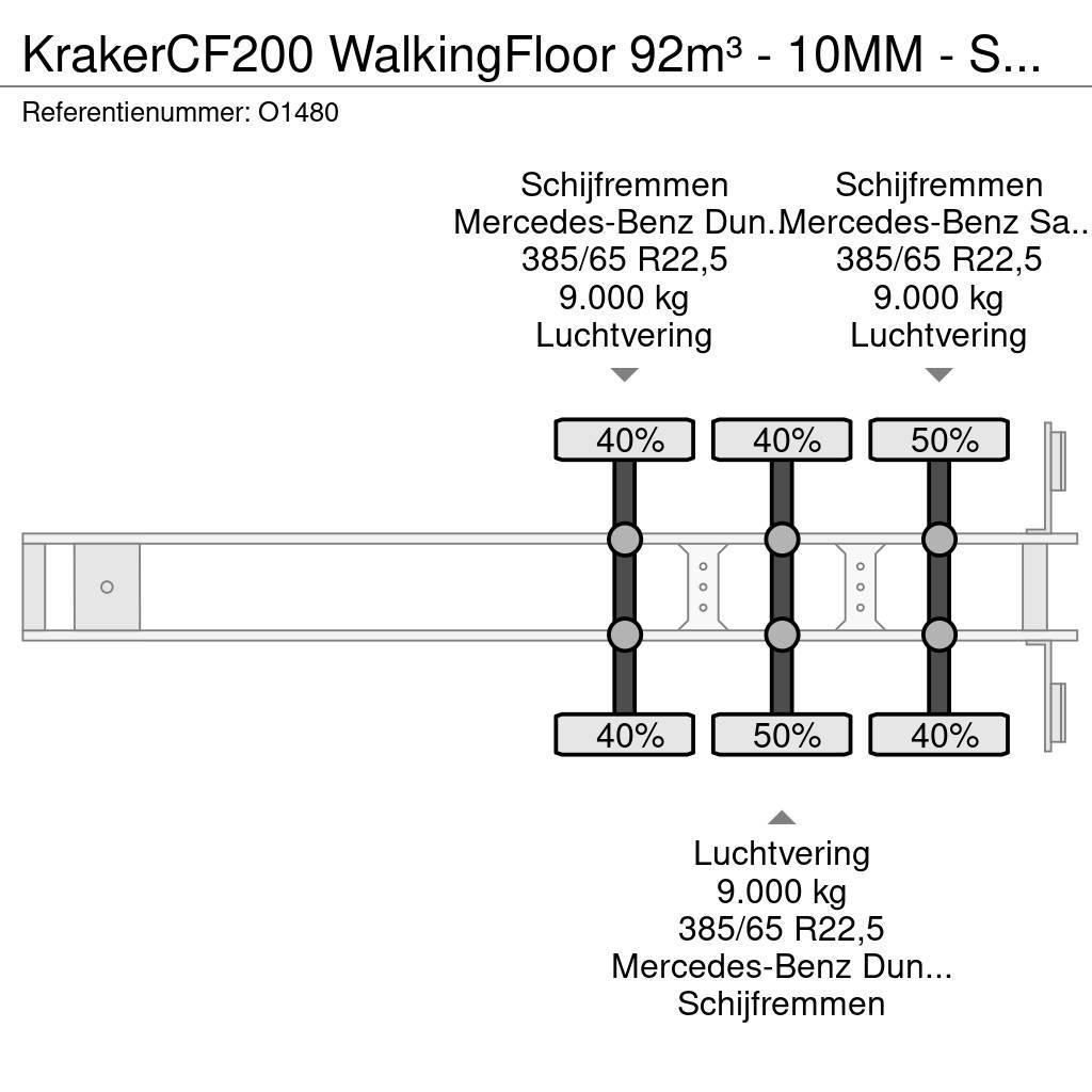 Kraker CF200 WalkingFloor 92m³ - 10MM - Schijfremmen - Ge Puspriekabės su grindimis