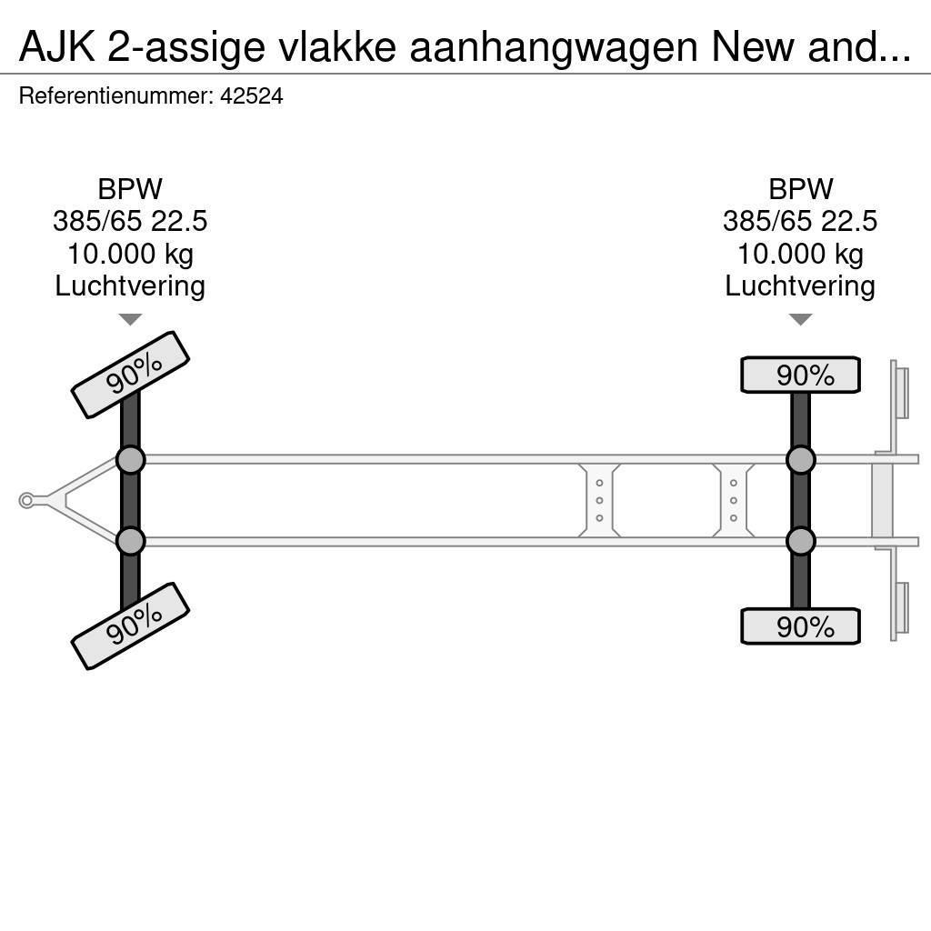 AJK 2-assige vlakke aanhangwagen New and Unused! Platformos / Pakrovimas iš šono