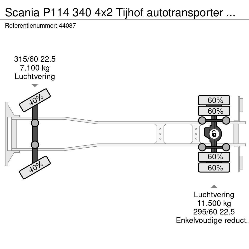 Scania P114 340 4x2 Tijhof autotransporter met hydraulisc Autovežiai