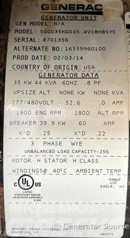 Generac 35 kW Kiti generatoriai