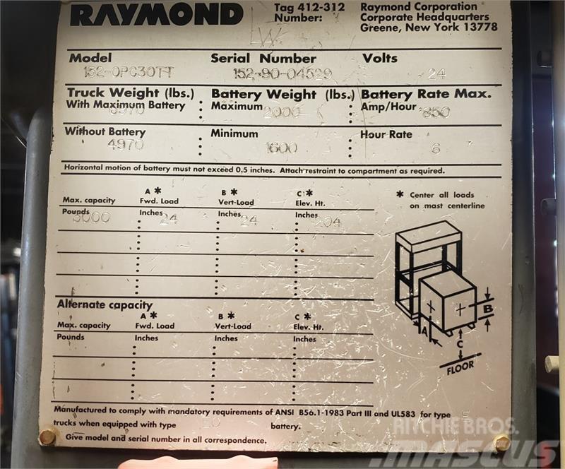 Raymond 152-OPC30TT Vidutinių aukščių užsakytų prekių krautuvai