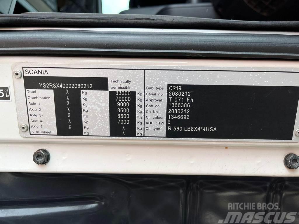 Scania R 560 8x4*4 BOX L=6214 mm Savivarčių priekabų vilkikai