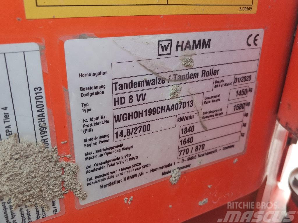 Hamm HD 8 VV Porinių būgnų volai
