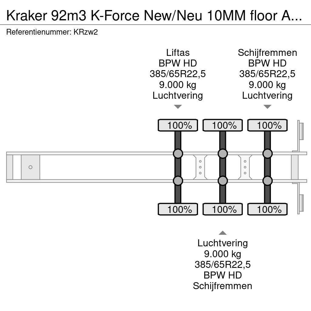 Kraker 92m3 K-Force New/Neu 10MM floor Alcoa's Liftachse Puspriekabės su grindimis
