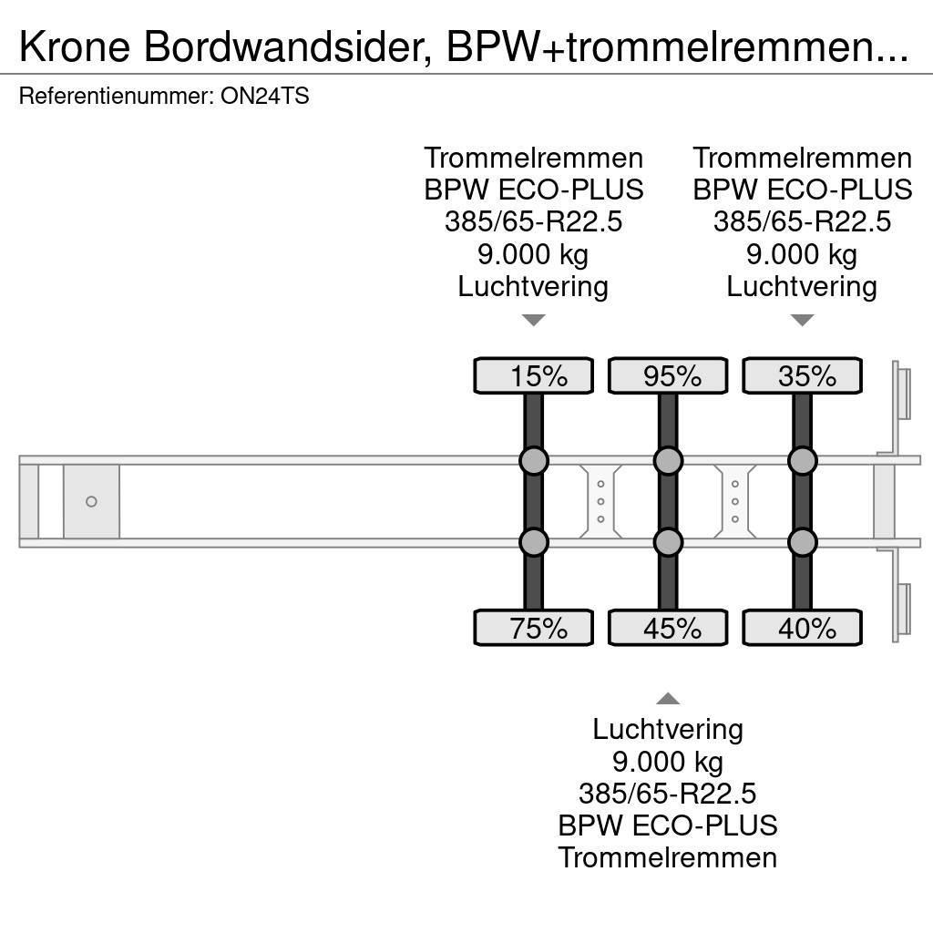 Krone Bordwandsider, BPW+trommelremmen, 2.80m binnenhoog Tentinės puspriekabės