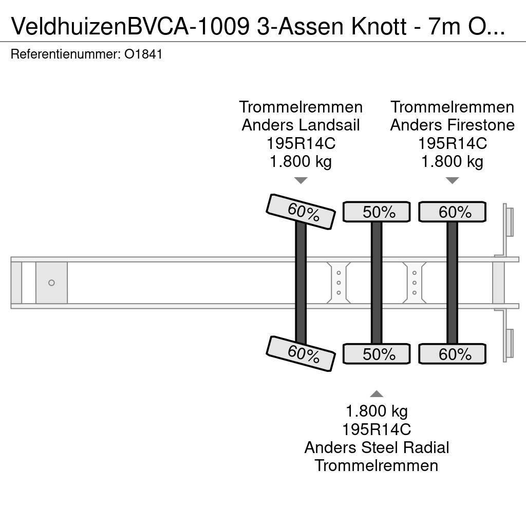 Veldhuizen BVCA-1009 3-Assen Knott - 7m Open Laadbak - Gegalv Bortinių sunkvežimių priekabos su nuleidžiamais bortais