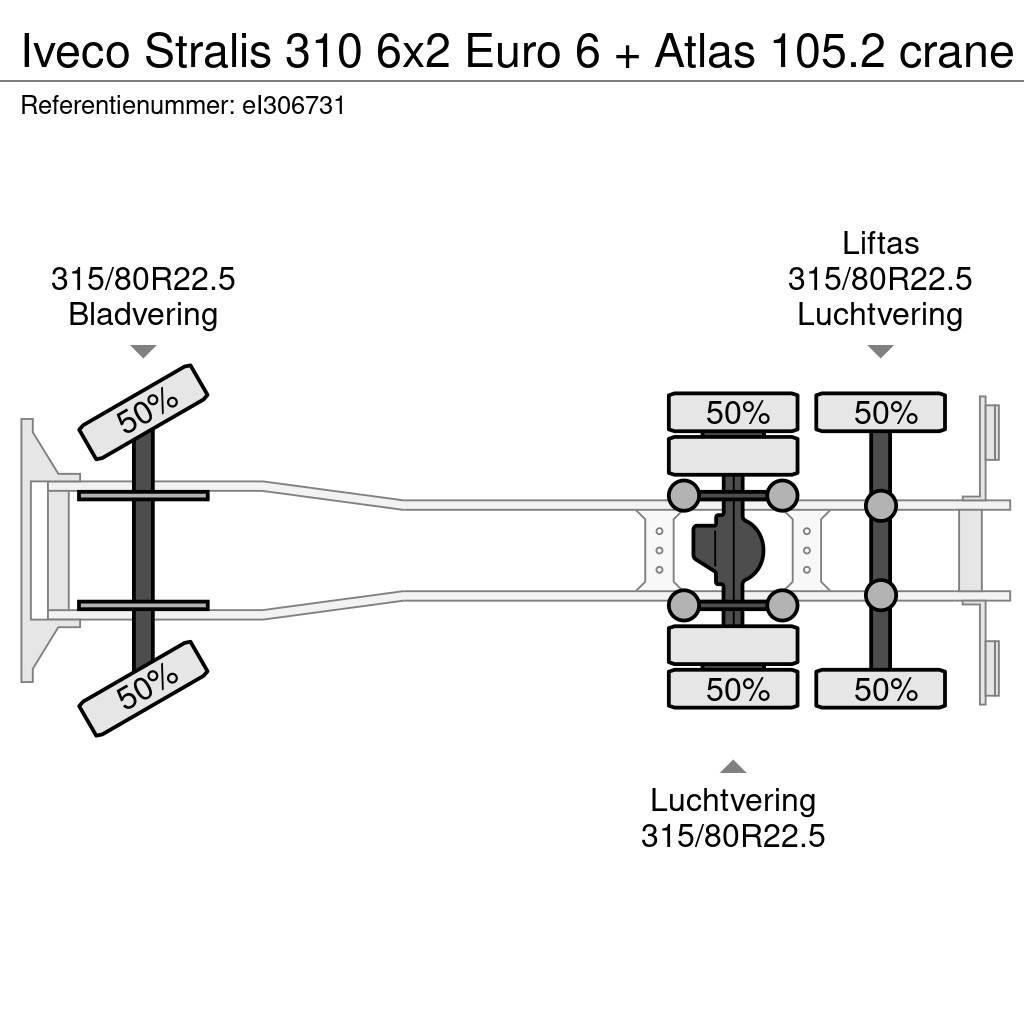 Iveco Stralis 310 6x2 Euro 6 + Atlas 105.2 crane Platformos/ Pakrovimas iš šono