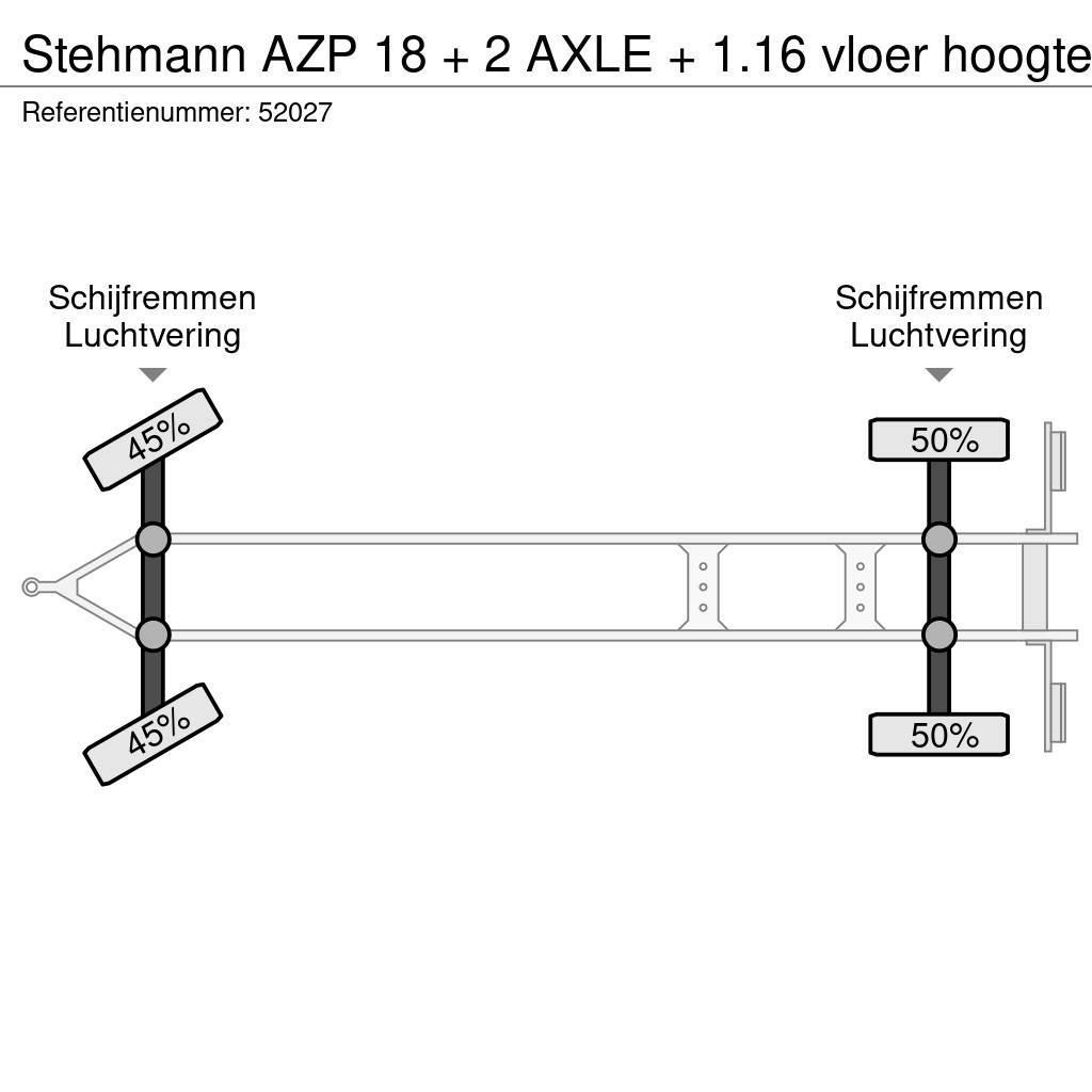 Stehmann AZP 18 + 2 AXLE + 1.16 vloer hoogte Priekabos su tentu