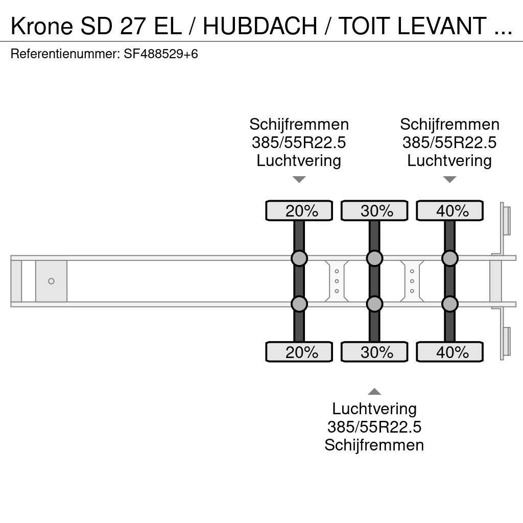 Krone SD 27 EL / HUBDACH / TOIT LEVANT / HEFDAK / COIL / Tentinės puspriekabės