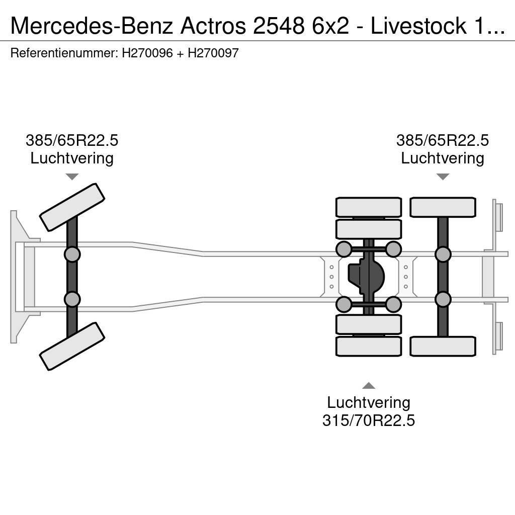 Mercedes-Benz Actros 2548 6x2 - Livestock 1 deck - Truck + Trail Gyvulių pervežimo technika