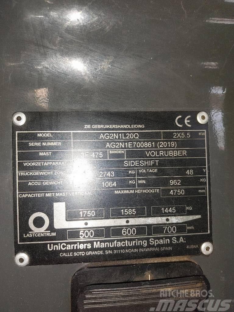 UniCarriers AG2N1L20Q Elektriniai šakiniai krautuvai