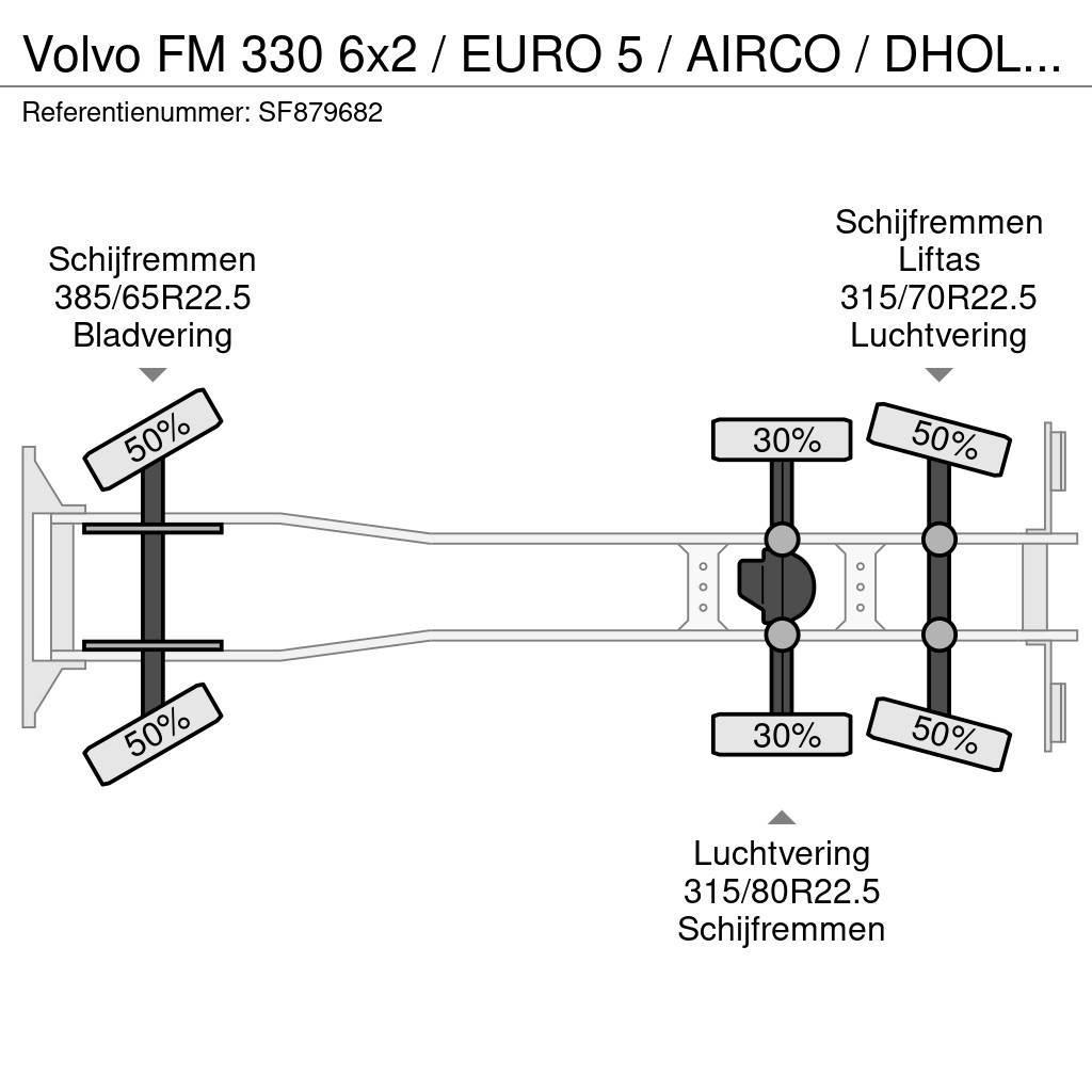 Volvo FM 330 6x2 / EURO 5 / AIRCO / DHOLLANDIA 2500kg / Priekabos su tentu