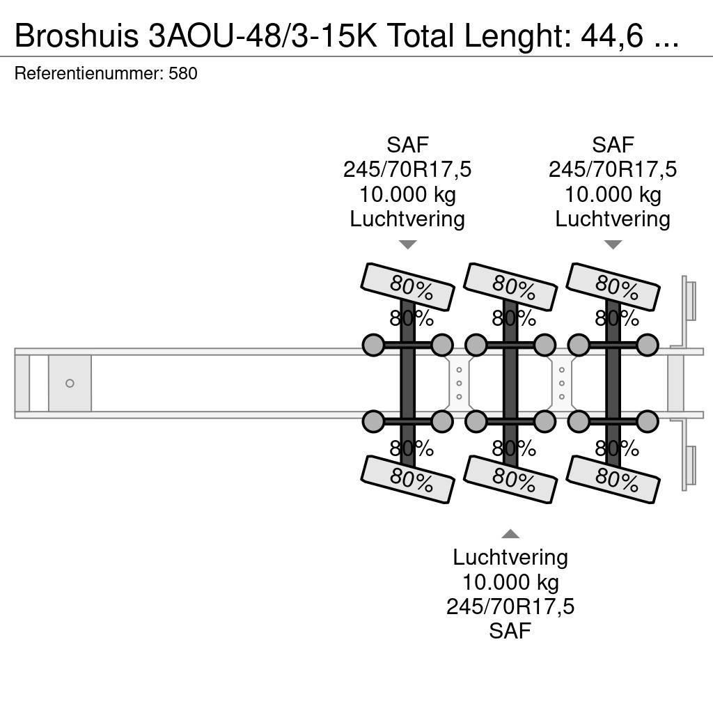 Broshuis 3AOU-48/3-15K Total Lenght: 44,6 Meter Wing Carrie Bortinių sunkvežimių priekabos su nuleidžiamais bortais