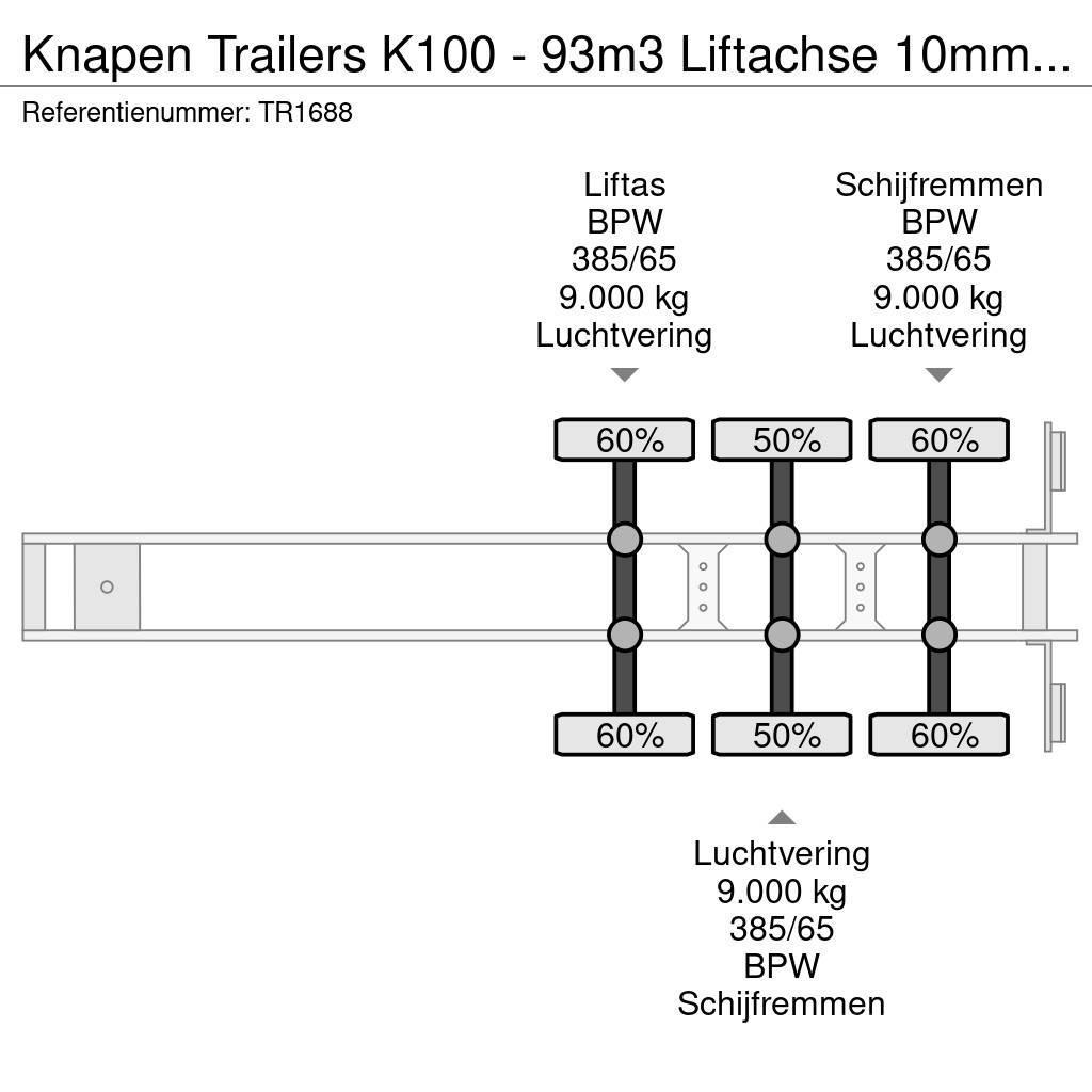 Knapen Trailers K100 - 93m3 Liftachse 10mm Powersheet Puspriekabės su grindimis