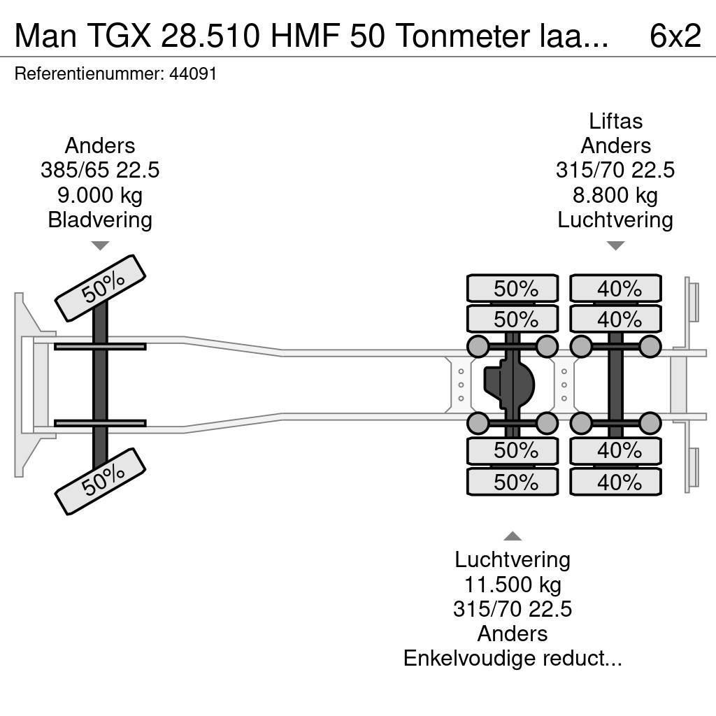 MAN TGX 28.510 HMF 50 Tonmeter laadkraan + Fly-Jib Ant vilkikų montuojamos kėlimo platformos