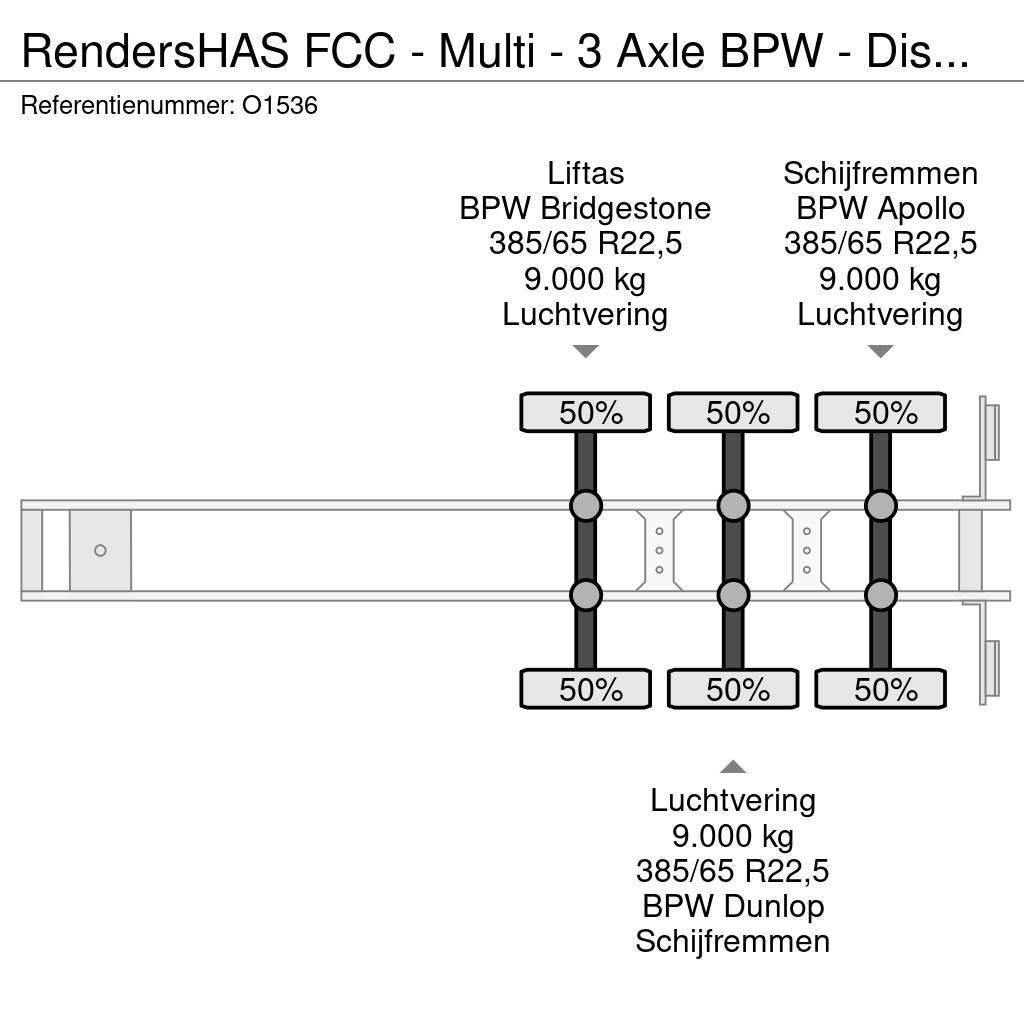 Renders HAS FCC - Multi - 3 Axle BPW - DiscBrakes - LiftAx Konteinerių puspriekabės