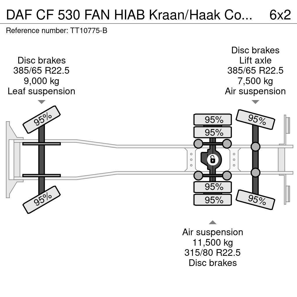 DAF CF 530 FAN HIAB Kraan/Haak Combikeuring 12-2030 Visureigiai kranai