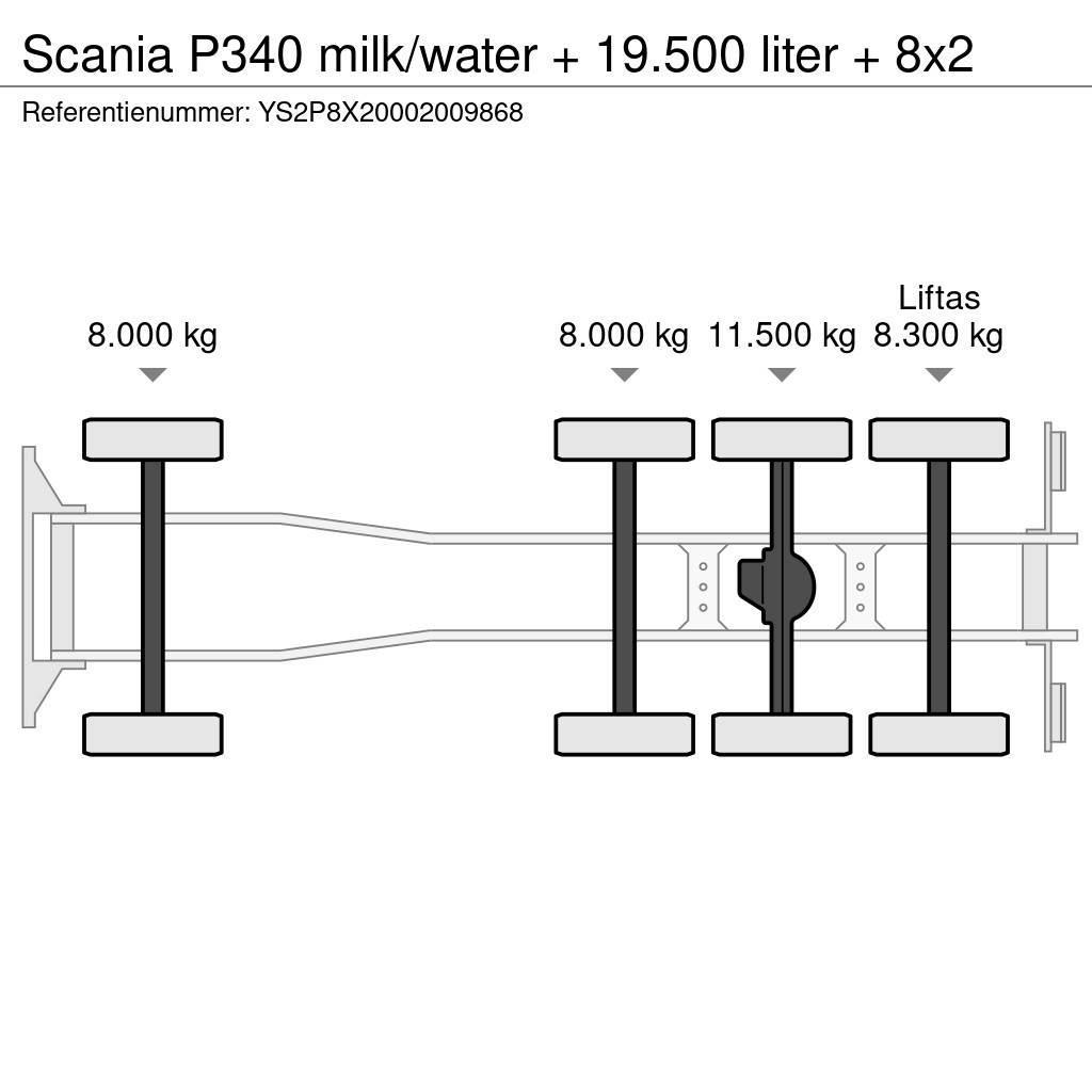 Scania P340 milk/water + 19.500 liter + 8x2 Automobilinės cisternos