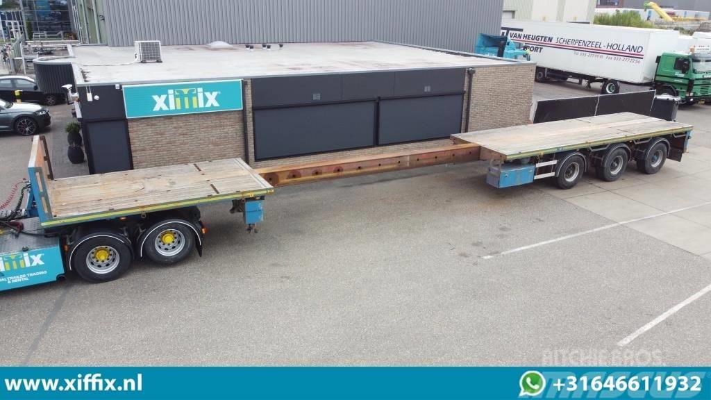 Floor 3-axle flat extendable trailer, 2x hydr. steering Bortinių sunkvežimių priekabos su nuleidžiamais bortais