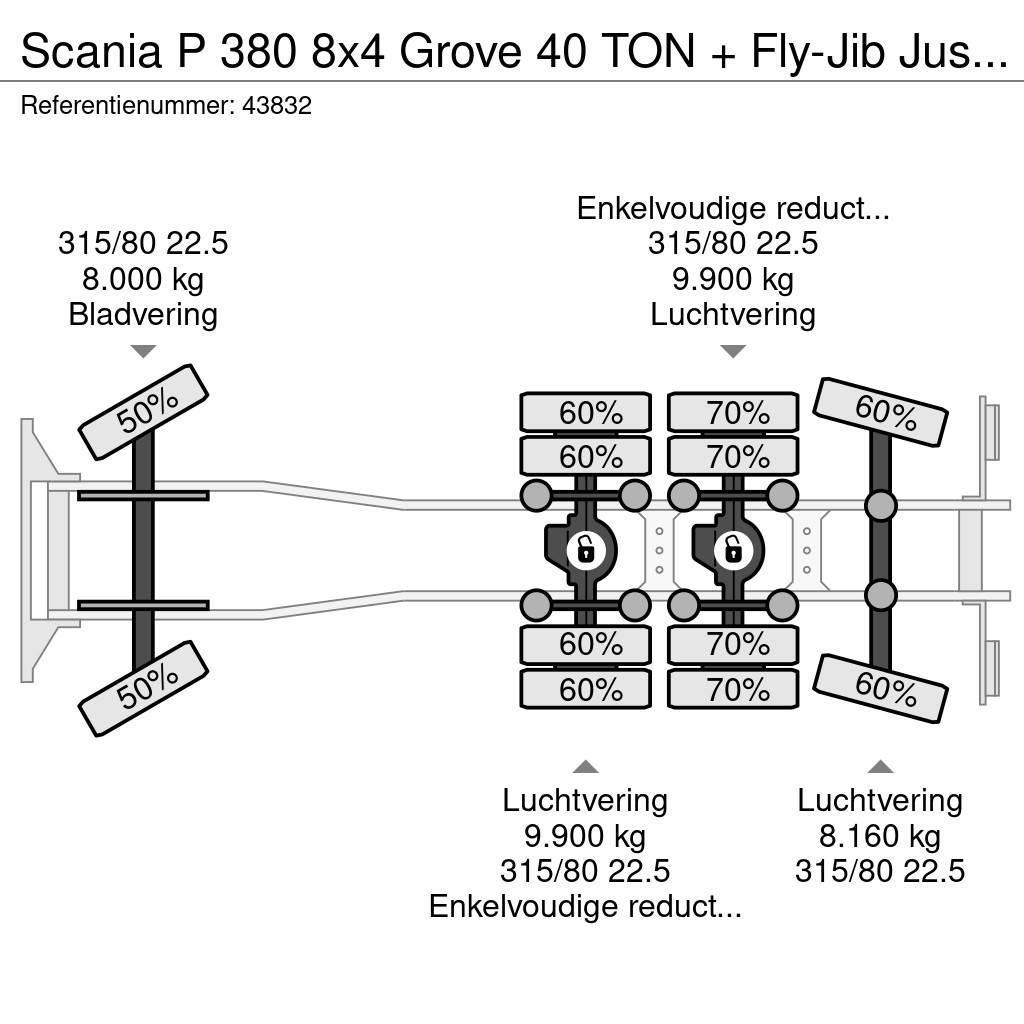 Scania P 380 8x4 Grove 40 TON + Fly-Jib Just 31.682 km! Visureigiai kranai