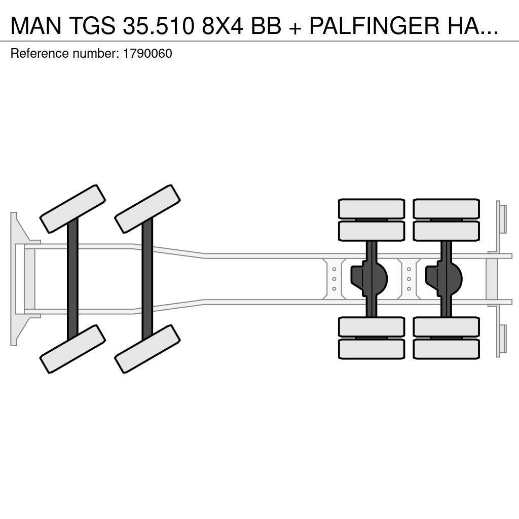 MAN TGS 35.510 8X4 BB + PALFINGER HAAKARMSYSTEEM + PAL Automobiliniai kranai