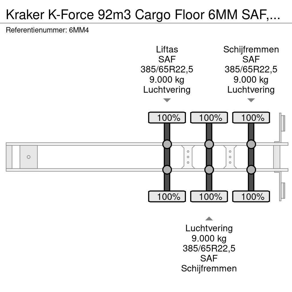 Kraker K-Force 92m3 Cargo Floor 6MM SAF, Liftachse, Remot Puspriekabės su grindimis