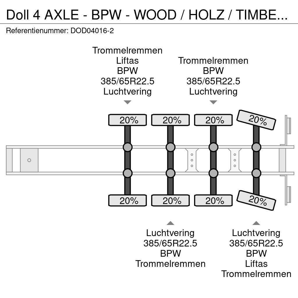 Doll 4 AXLE - BPW - WOOD / HOLZ / TIMBER TRANSPORTER Miškovežių puspriekabės