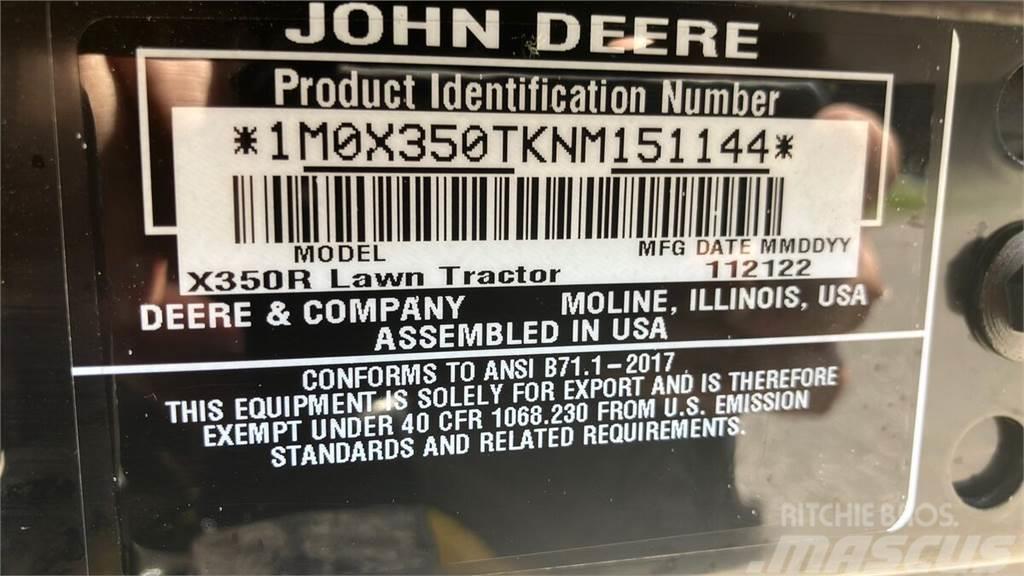 John Deere X350R Kiti naudoti aplinkos tvarkymo įrengimai