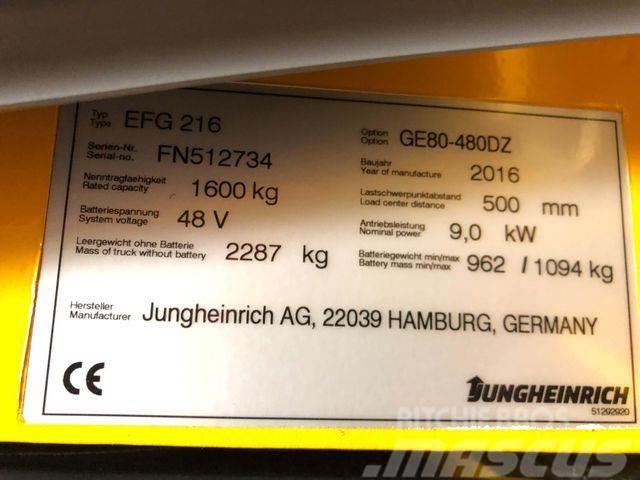 Jungheinrich EFG216 - 4.8 M HUBHÖHE -BATTERIE 91% -TRIPLEX Šakiniai krautuvai - Kita